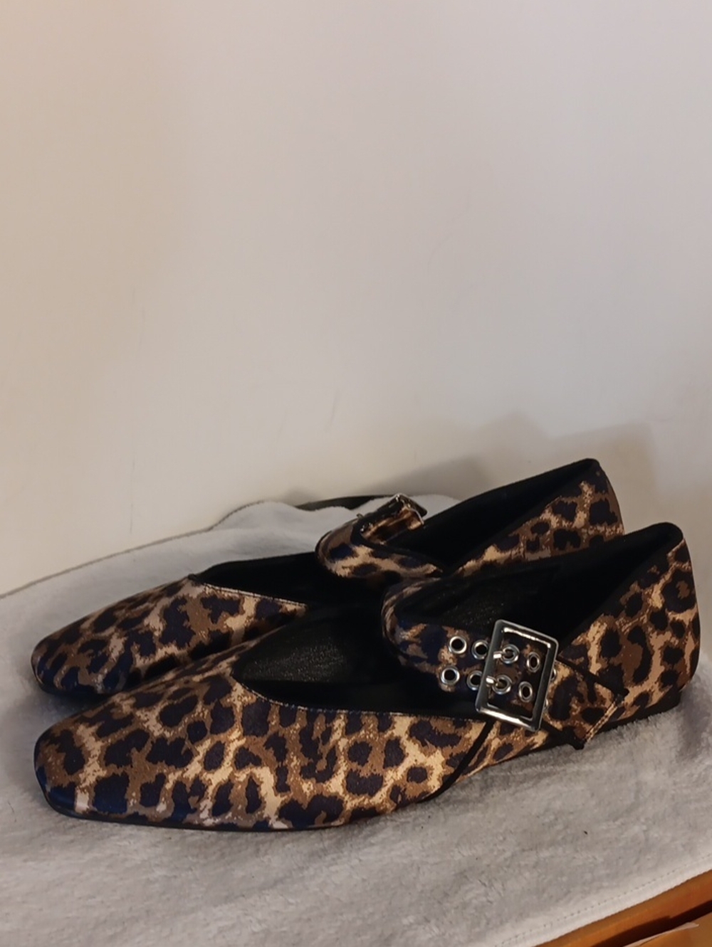 Leopard Print Women's Buckle Flats